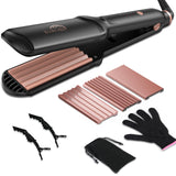 SixriverLady 3 in 1 Flat Straightener and Waver Volumizing Crimper