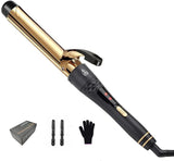 SixriverLady Gold Plated Ceramic Curling Beauty Wavy Hair Curling Wand Roller