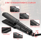 SixriverLady 4 in 1 Interchangeable Straightener Waver Hair Tool With Corn Curler - black