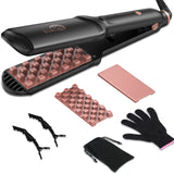 SixriverLady 2 in 1 Interchangeable Straightener Waver Hair Tool with Corn Curlers