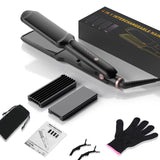 SixriverLady 2 in 1 Flat Straightener and Zigzag Waver Hair Tool - Black