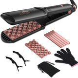 SixriverLady 2 in 1 Interchangeable Plates Waver Hair Tool with Corn Curlers