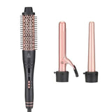 SixriverLady 3-in-1 Interchangeable Curling Iron Wand Roller with Hot Air Brush