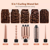 SixriverLady 5-in-1 Professional Beach Waver Interchangeable Hair Curler and Brush