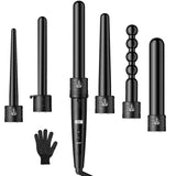 SixriverLady 6 In 1 interchangeable Heads Curl Wand Curling Set