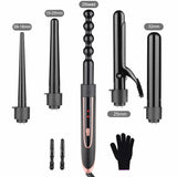 SixriverLady 5 in 1 Hair Curling Tools Rotating Curler Wand Waver Barrels