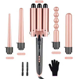 SixriverLady 5 in 1 Curling Wand Set with 3 Barrel Hair Curler Roller