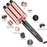 SixriverLady LCD Display Portable 3 barrel Electric Hair Waver Curling Iron