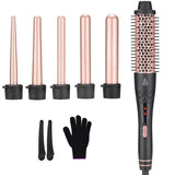 SixriverLady 6 in 1 Curling Wand Set with Hot Air Brush