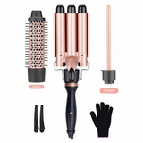 SixriverLady 3-in-1 Interchangeable Waver Curling Iron Set with Curling Brush