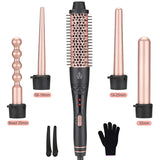 SixriverLady 5 in 1 Curling Wand Set with Hot Air Brush