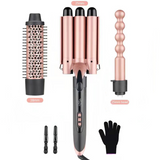 SixriverLady 3-in-1 Waver Curling Iron Set with Bubble Barrel Curling Wand