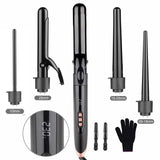 SixriverLady 5-in-1-Lockenwickler-Set mit rotierendem Lockenstab