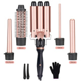 SixriverLady 5 in 1 cordless curling irons LED Temperature hair curler