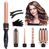 SixriverLady 5-in-1 Professional Beach Waver Interchangeable Hair Curler and Brush