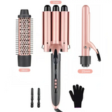 SixriverLady 3-in-1 Interchangeable Waver Curling Iron Set with Hot Brush