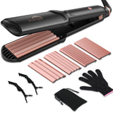 SixriverLady 4 in 1 Flat Crimping Iron Plates Ceramic Waver Hair Tool